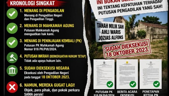 Sudah Menang Sampai MA & PK, Tanah Sudah Dieksekusi, Tapi Masih Digugat Lagi, Ada Apa dengan Penegakan Hukum?