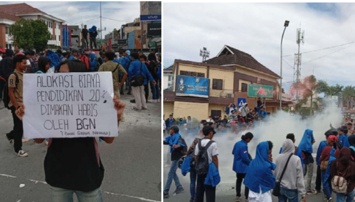 Demo Reformasi Jilid II di Ambon Ricuh, Mahasiswa Unpatti dan Polisi Bentrok